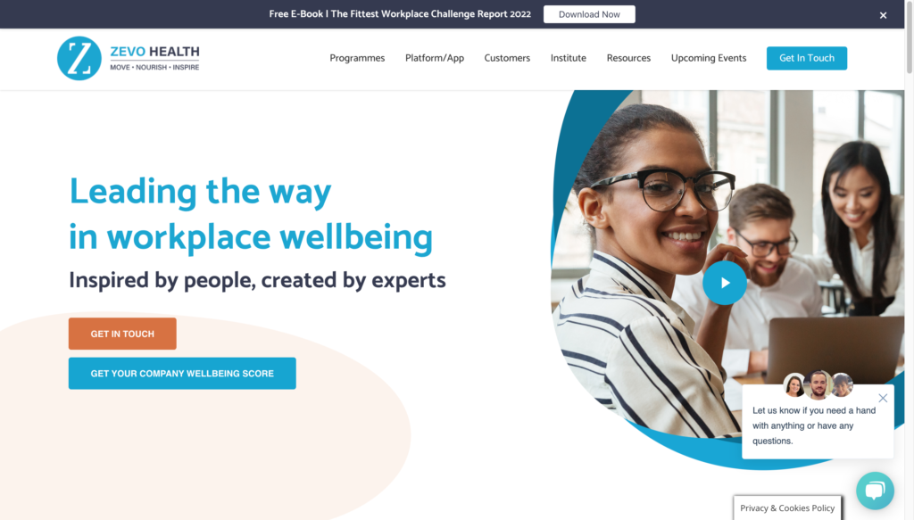 B2B Website Zevo Health Homepage Showing A Unique Value Proposition