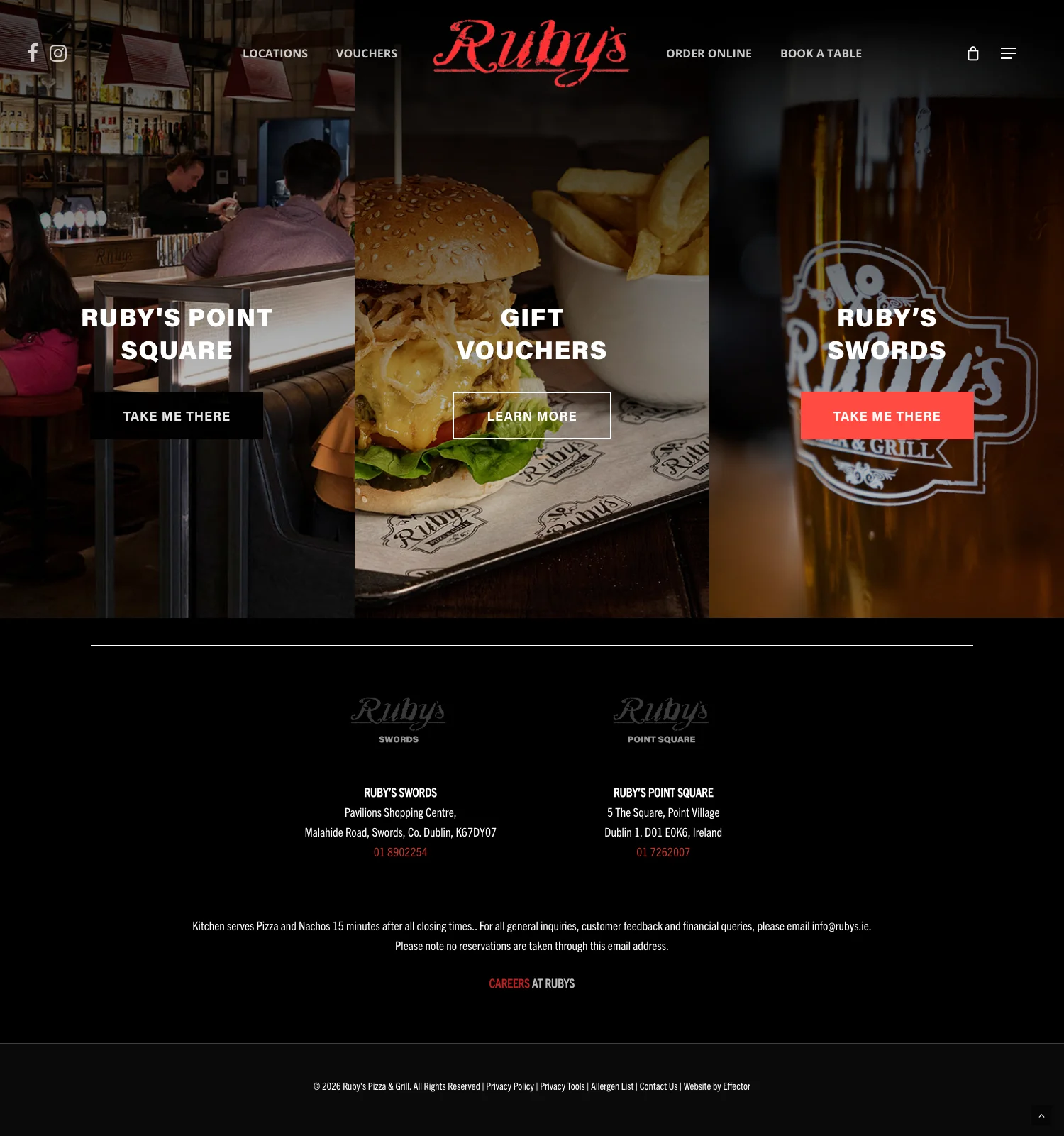 Ruby’s Dublin: Enjoy dining at Point Square or Swords with gift vouchers. Book tables online.